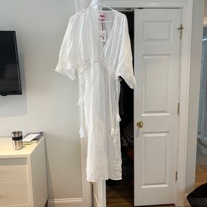 solid and striped eyelet kaftan